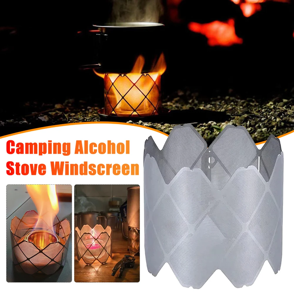 Portable Titanium Wind Shield For Gas Stove Camping Alcohol Stove Windscreen Ultralight  Alcohol Stove Rack For Outdoor Camping