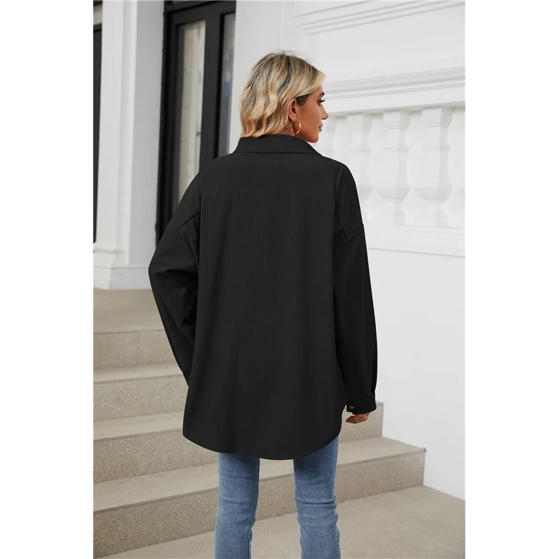 

Intuitive Waffle Knit Button Down Shirts For Women Dressy Casual Work Tops Long Sleeve Loose Fit Shacket