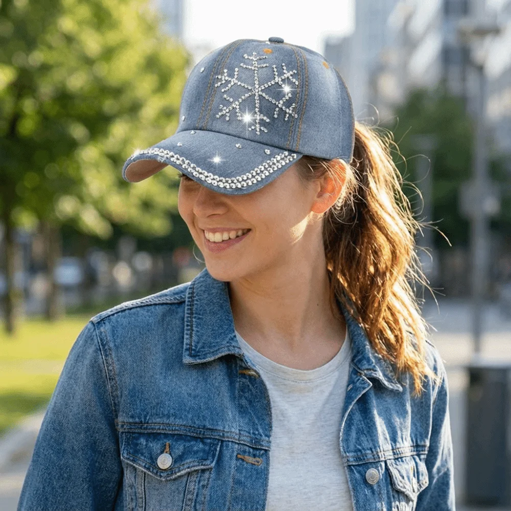 

Креативная джинсовая бейсболка с эффектом потертости, повседневная регулируемая кепка от солнца, с декором из страз и надписью Love, унисекс