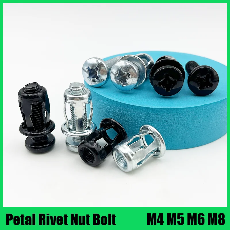 License Plate Fixing Clip Petal Shaped Rivet Nut Hexagonal Bolt M4 M5 M6 M8 Locking Rivet Nut Metal Expansion Nut kit Jack Nut