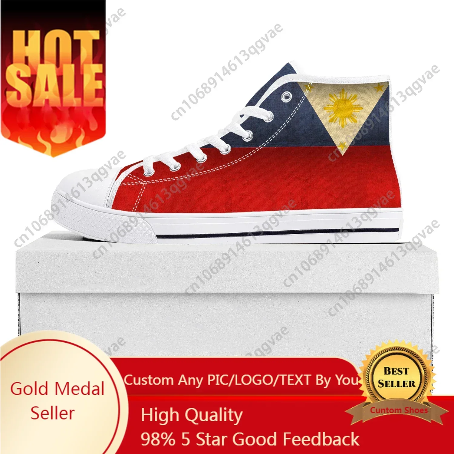 

Philippine Flag High Top Sneakers Mens Womens Canvas Sneaker Philippines Casual Couple Shoes Custom Shoe