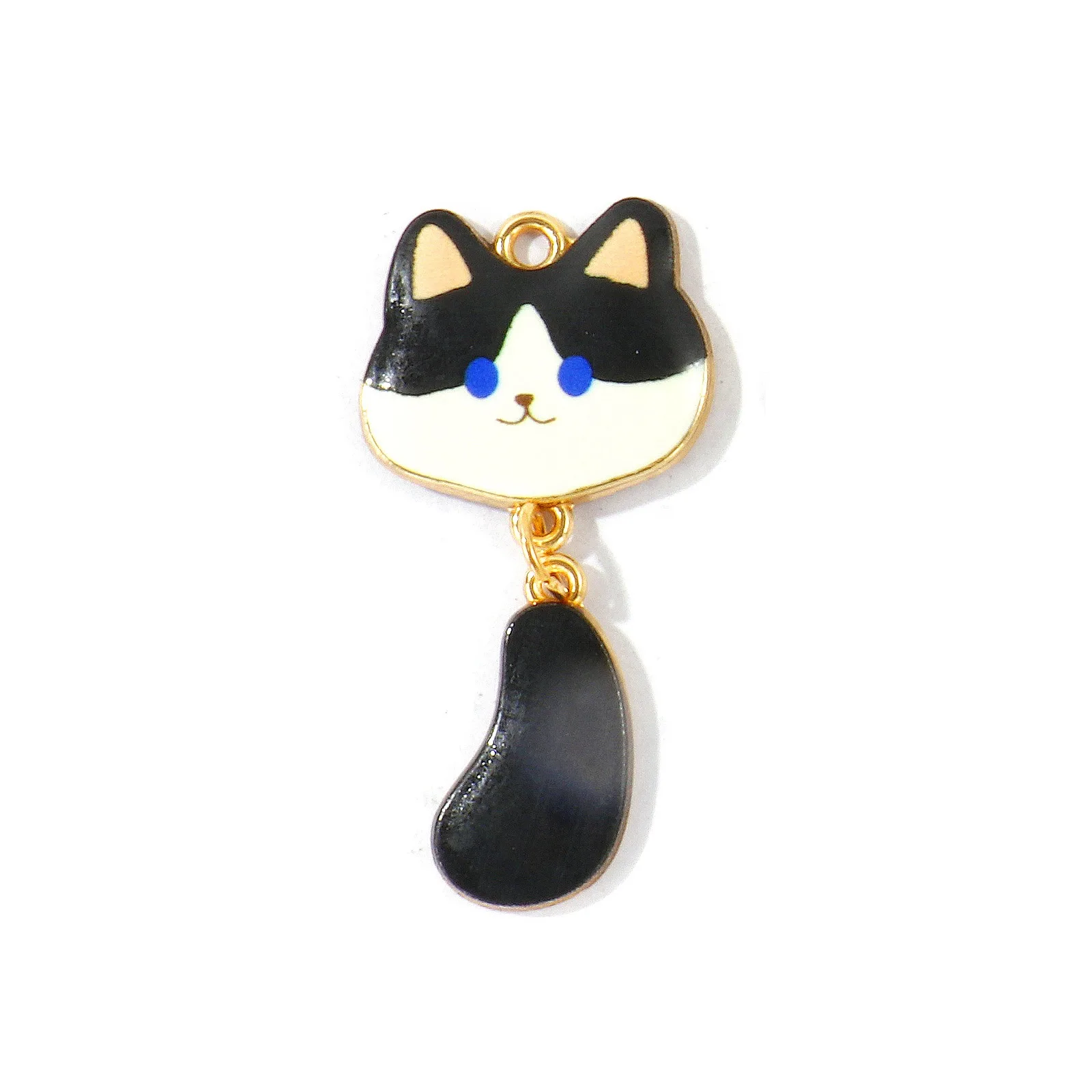 10 Stück Neue Cartoon-Katzen-Tier-Motiv-Anhänger, vergoldete Zinklegierung, mehrfarbige Emaille-Anhänger, DIY-Halskette, Armband, Schmuckgeschenk – Detail 6