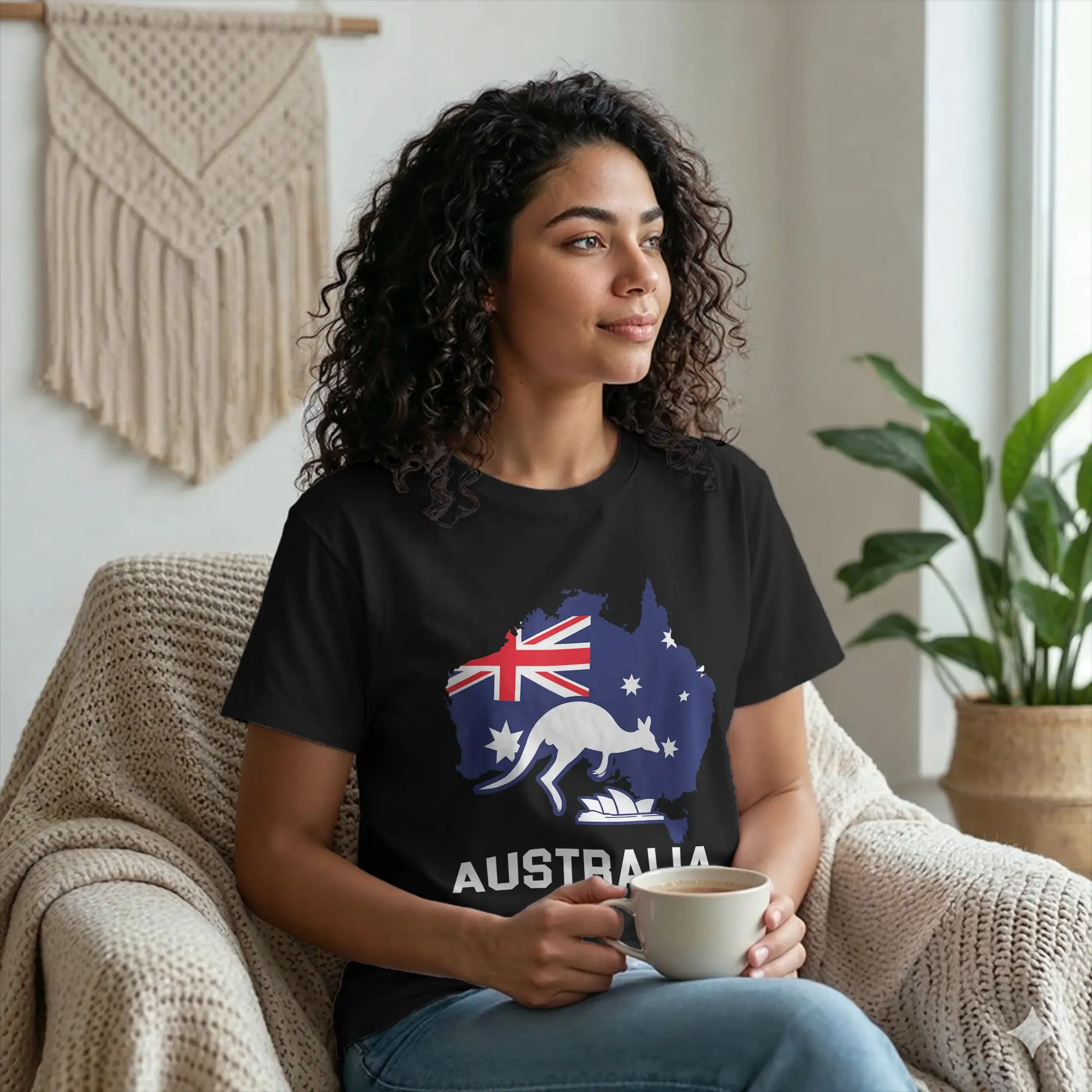 Kangaroo Australia Southern Cross T Shirt Men's Cotton Casual T-Shirt Round Neck Aussie Flag Tee Shirt merchandise New Arrival