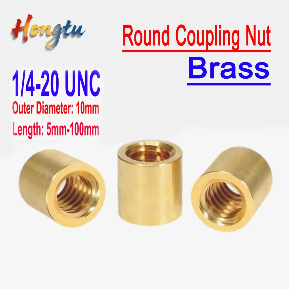 

Hongtu 1/4-20 UNC Round Coupling Nuts - Brass/Copper Tubular, Lengthened Joint Sleeve, Extend Connector Nuts