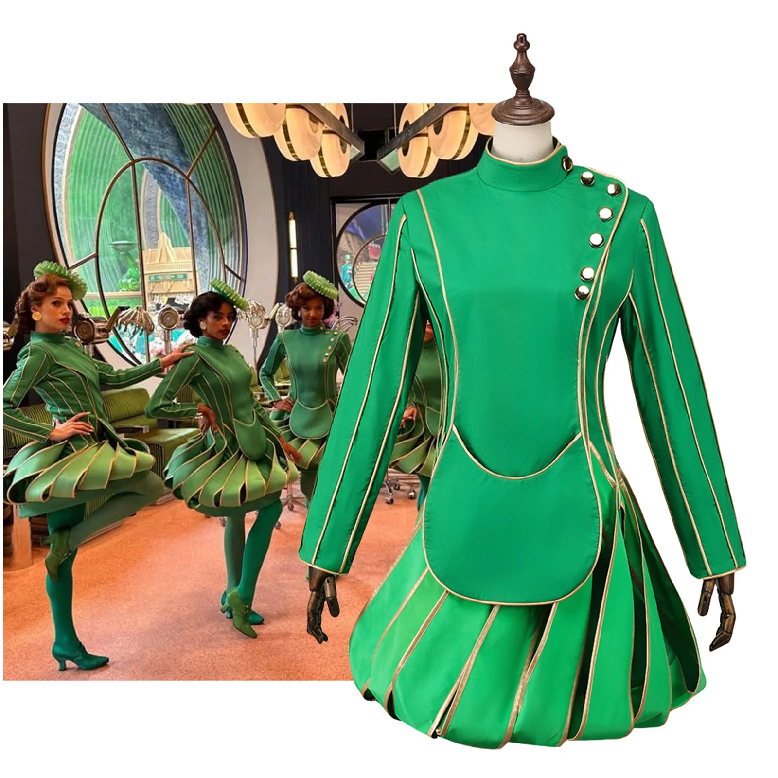 

Emerald City Dancer Cosplay Costume Green Shirt Skirt Full Set for Halloween Party