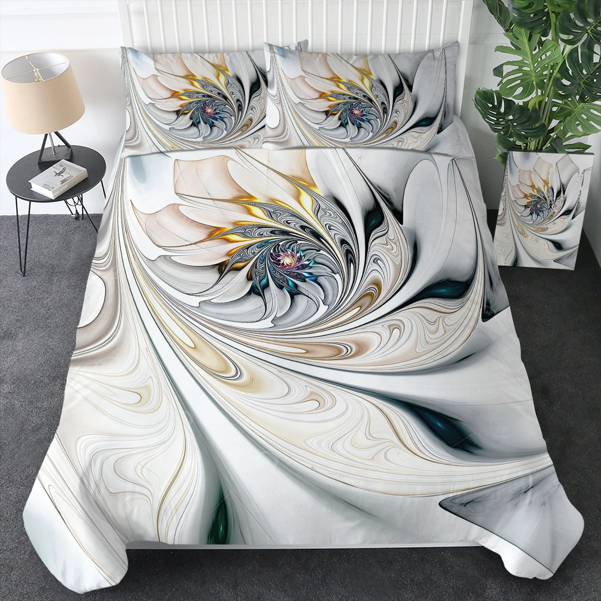 3pc Psychedelic Flower Bedding Set Vintage Psychedelic Flower Quilt Cover with Zipper Closure 1 Duvet Cover and 2 Pillow Cases