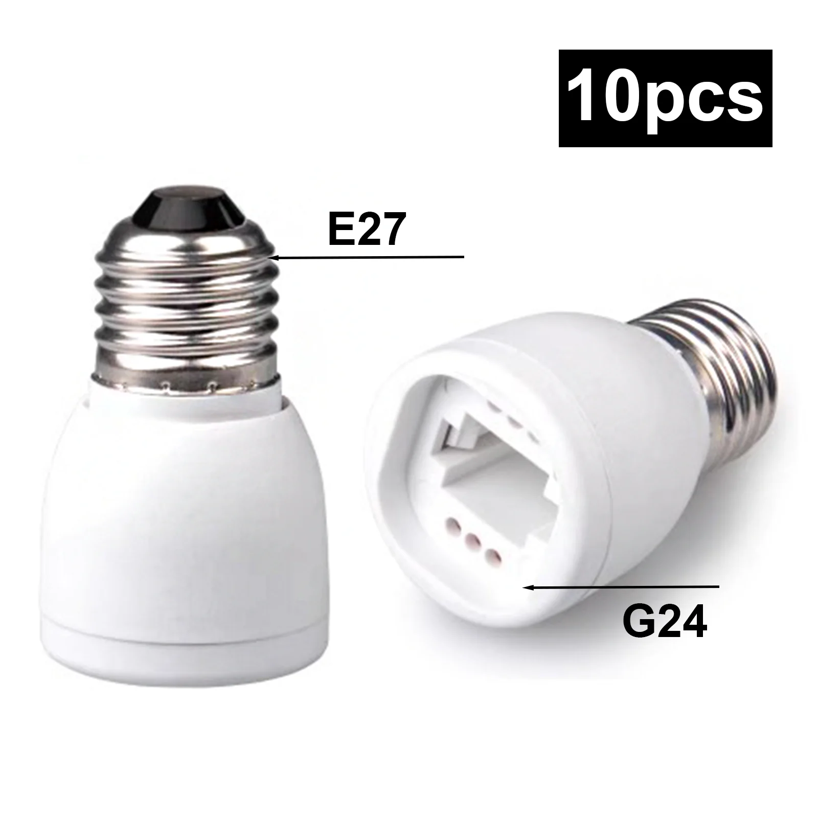 

E27 to G24 Bulb Adapter (10-Pack) – Convert to LED Panel & Halogen Lights – Quick-Install Socket Converter