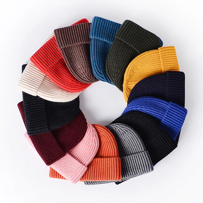 Solid Color Warm Knitted Brimless Hat Men Beanies Winter Autumn Hip Hop Skullcap Street Men Beanie Unisex Melon Cap Women Male