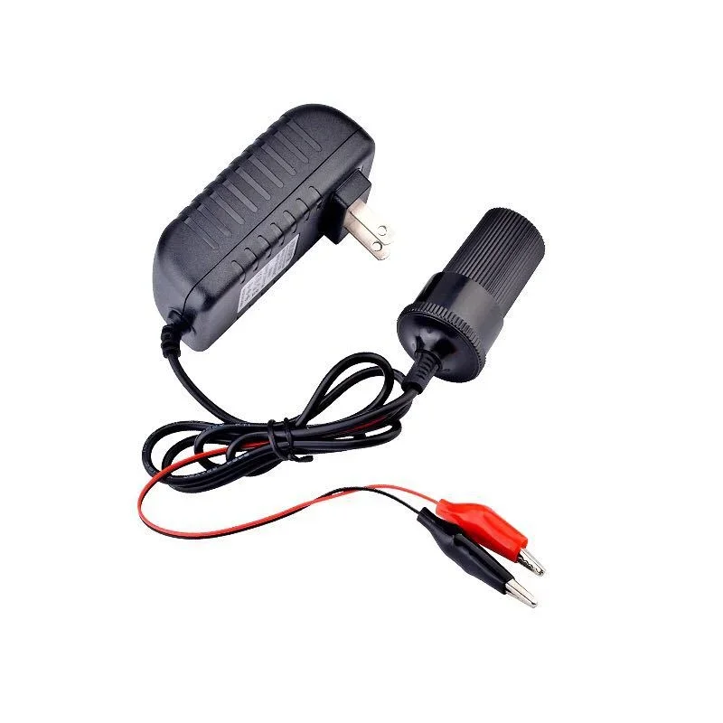 Caricabatterie per auto per uso domestico Base accendisigari da 220V a 12 v2a morsetti positivi e negativi possono testare la linea di caduta di tensione