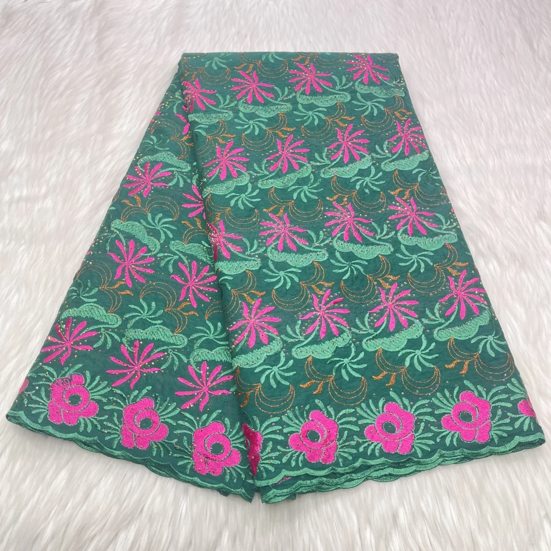 2025 アフリカレース生地高品質レース刺繍スイスボイルレーススイスドライレースドバイスタイル 5 ヤード B27-3