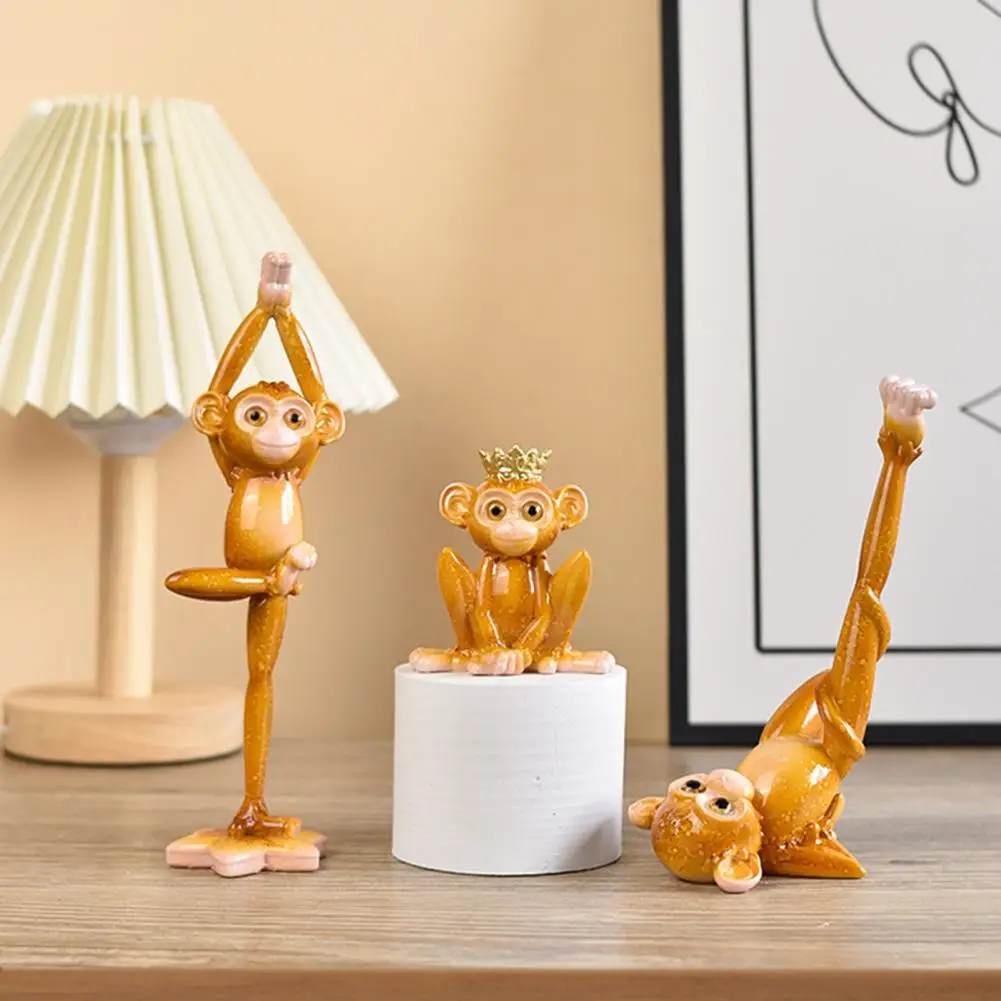 Yoga Monkey Statue Cute Yoga Monkey Resin Figurines Funny Statue Decor for Home Shelf Desktop Ornament Gift for Yoga Lovers