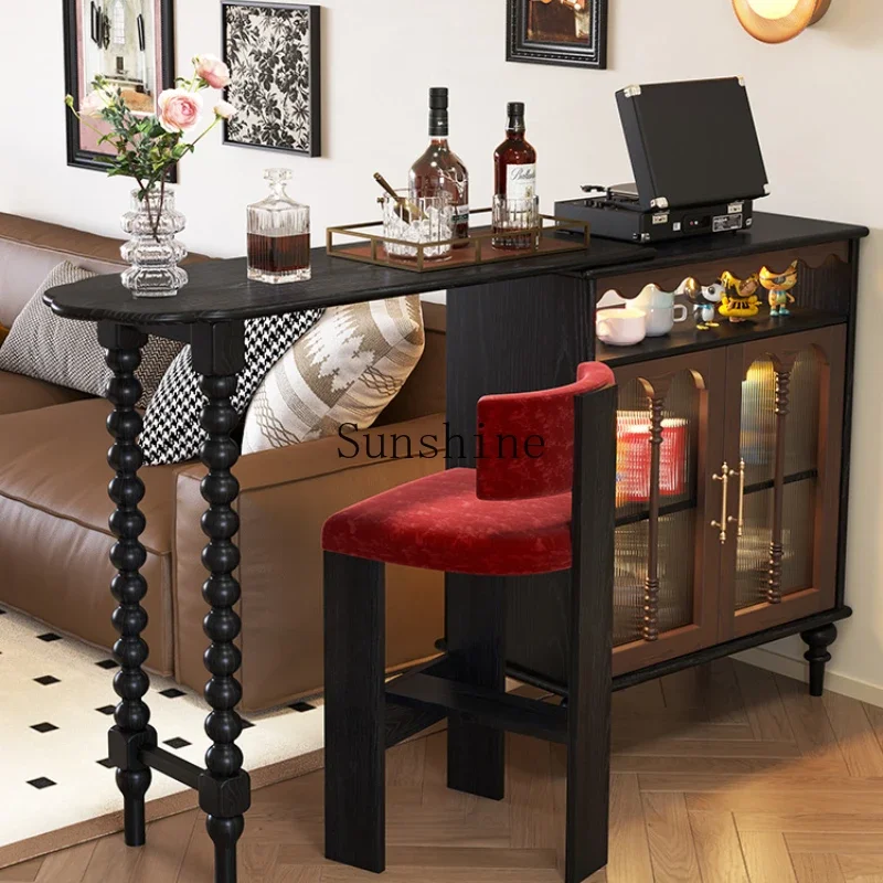 Retractable bar counter, living room partition, multi-functional storage, dining side rack