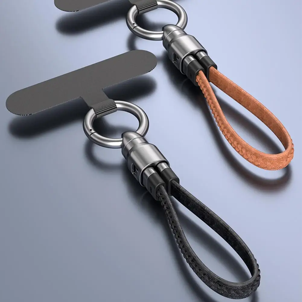 2in1 240W Fast Charging Genuine Leather Lanyard Keychain Data Cable For IOS Android Computer Car High Power Fast Charging Cable