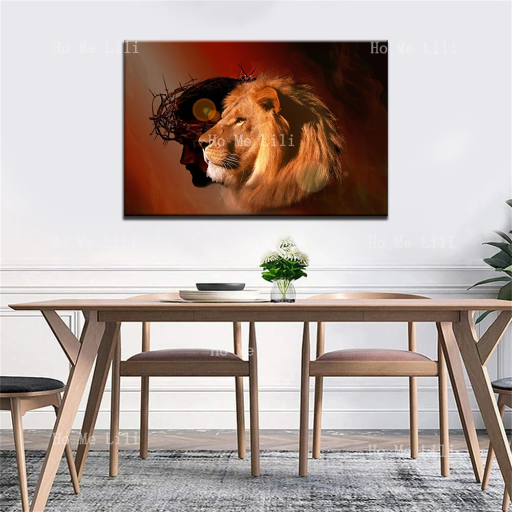 Jesus Christ And Judas The Lion Catch Me Instead Of The Wind And Rain Give Me Your Hand Canvas Wall Art For Livingroom Decor