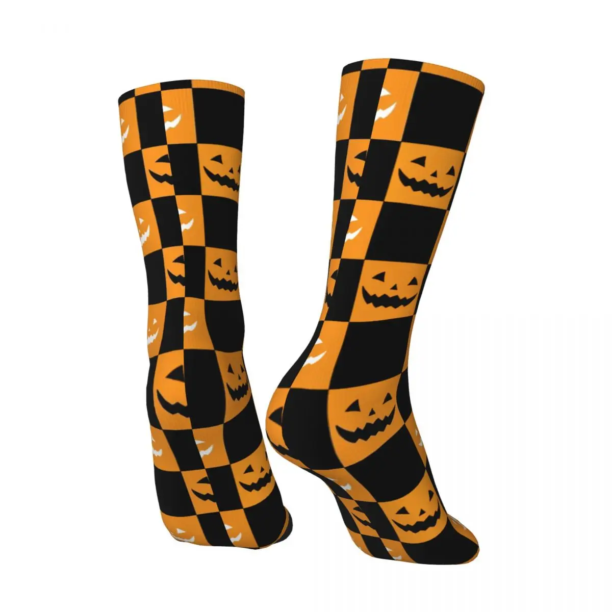 Funny Happy Men's compression Socks Jack O Lantern Vintage Harajuku Plaid Pattern Hip Hop Novelty Seamless Crew Crazy Sock Gift