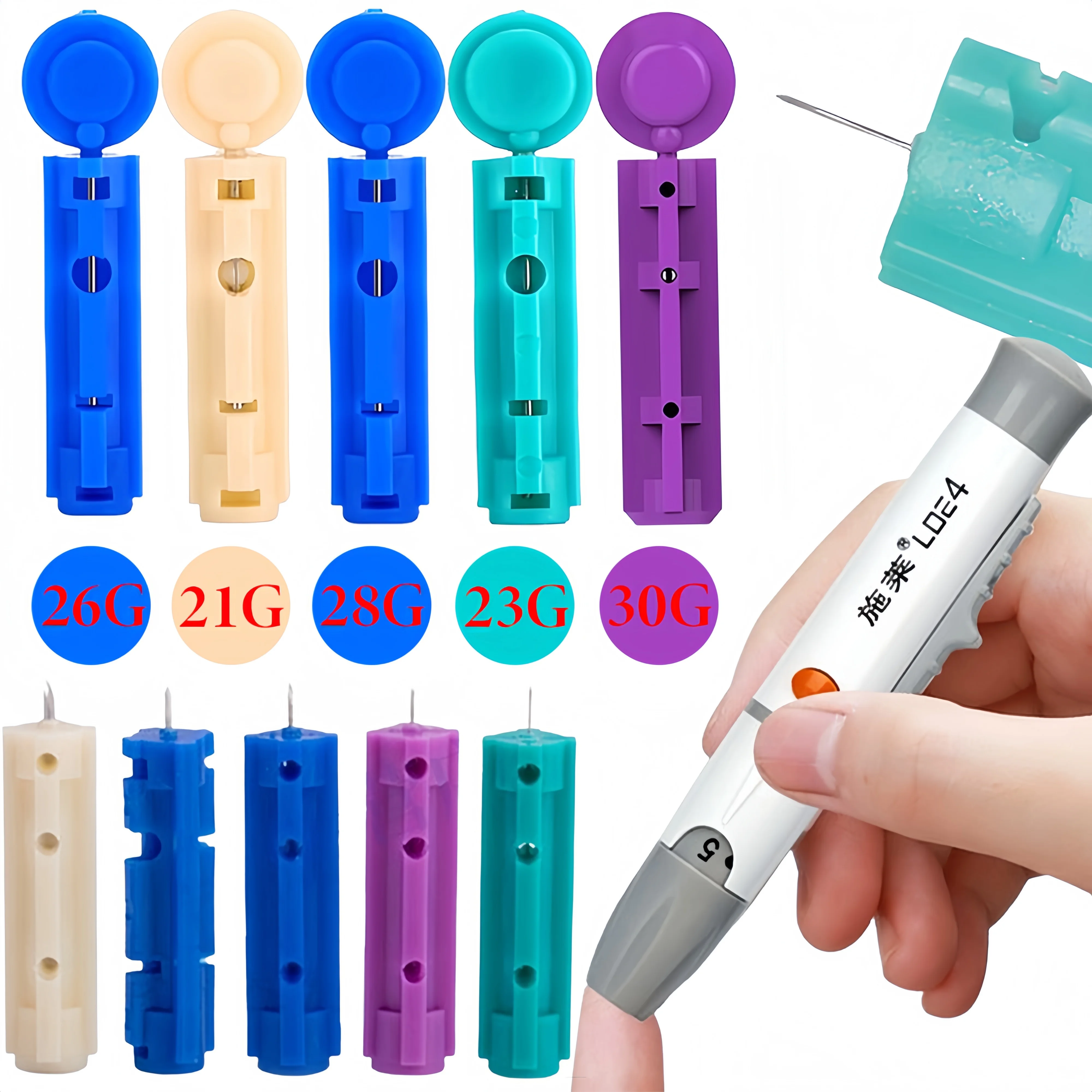 21g, 23g, 26g, 28g, 30g Disposable Blood Collection Needles and Adjustable Depth Blood Collection Needles, Specifically Designed for Diabetics, for Blood Sugar Testing, Suitable for Blood Collection, Cupping, Massage, and Other Medical Scenarios, and Are Compatible with Puncture Equipment, Designed Specifically for Diabetics, and Can Be Used to Collect Blood Samples.
