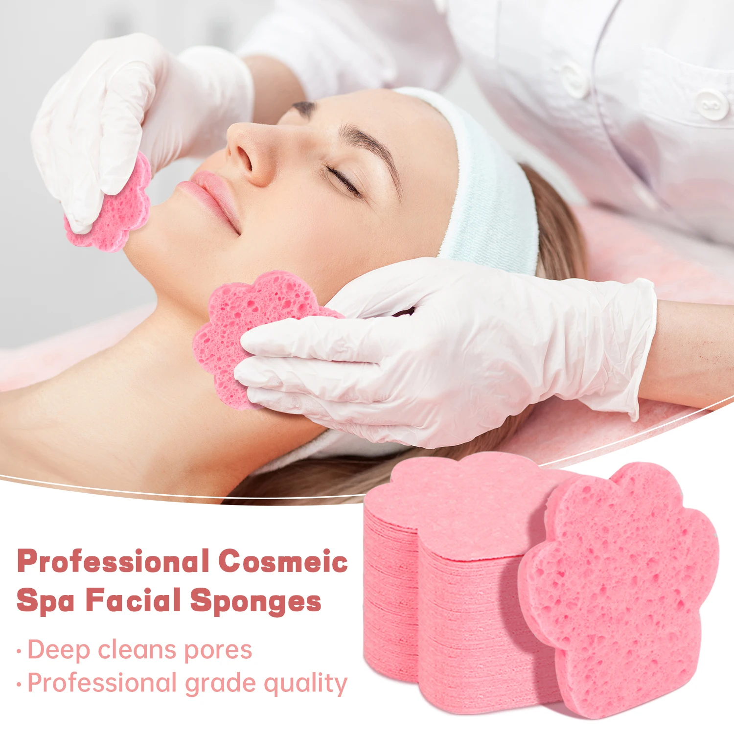 30 esponjas faciais comprimidas para pata de gato, expansão rápida na água, esfoliante macio e reutilizável, natural para limpeza diária