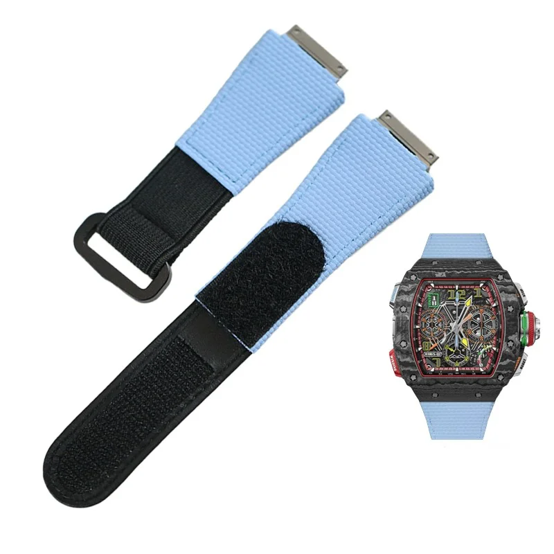 FOR RICHARD MILLE RM011 RM030  RM005 SERIES   FKM VELCRO RUBBER  WATCH STRAPS