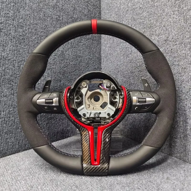 Sport Steering Wheel Genuine Leather Red Top Stripe for F10 F30 F20 F31 F36 F15 F22