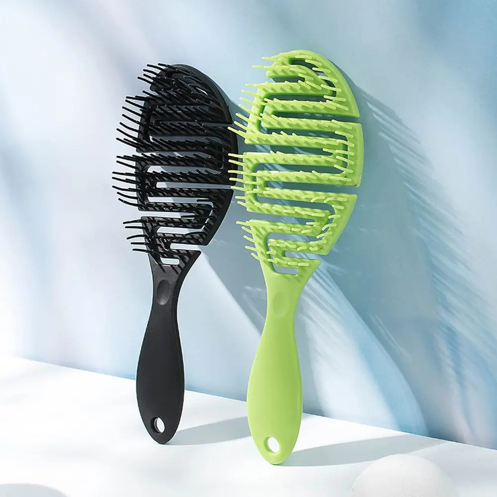 

Portable TPE Curling Shape Curls Used On Wet Hairdressing Hair Styling Tool Wet Dry Comb Hair Massage Comb Curved Hair Brush