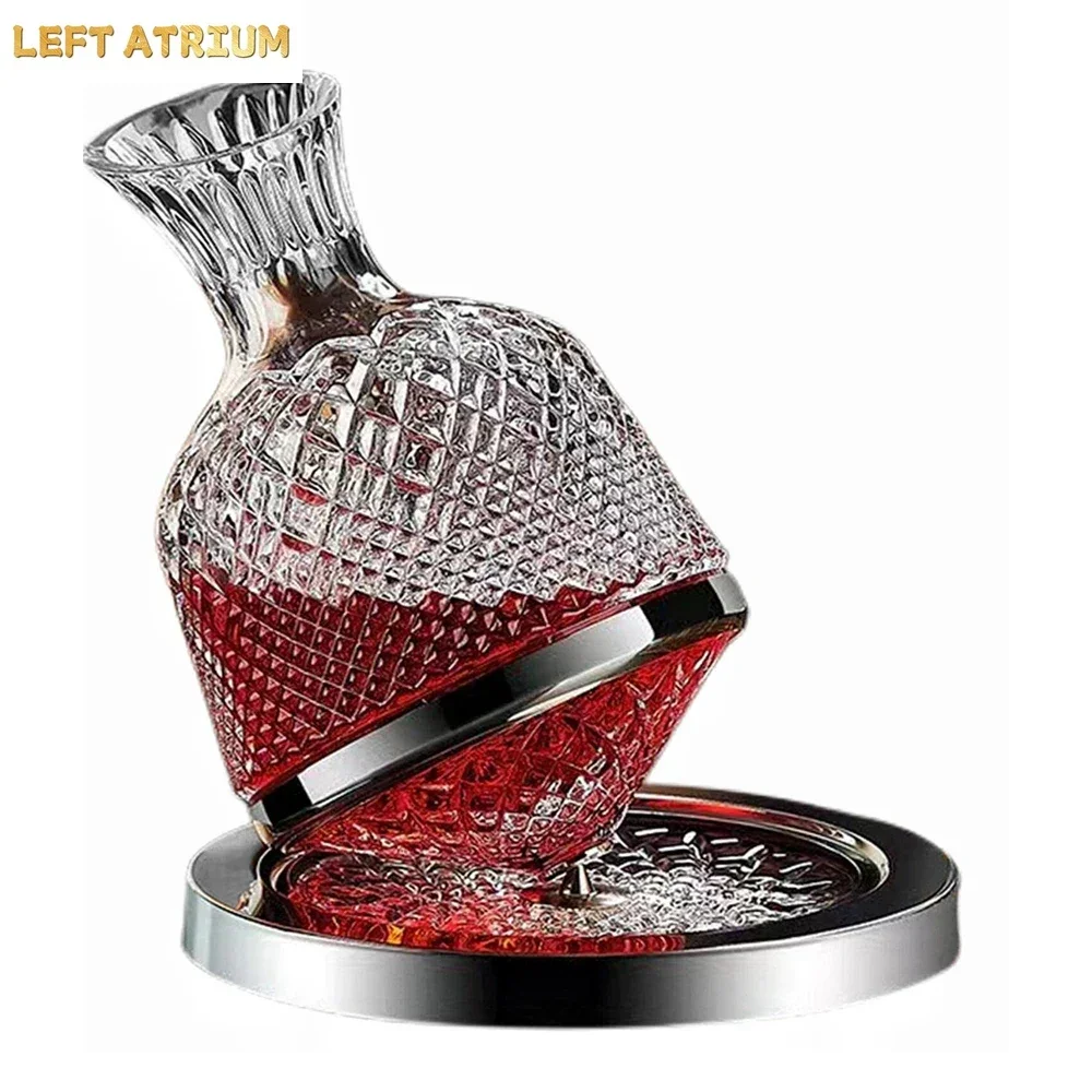 Spinning Crystal Red Wine Decanter, 360 ° Rotating Decanters, Lead-free Glass, Wine Accessories, 1500ml