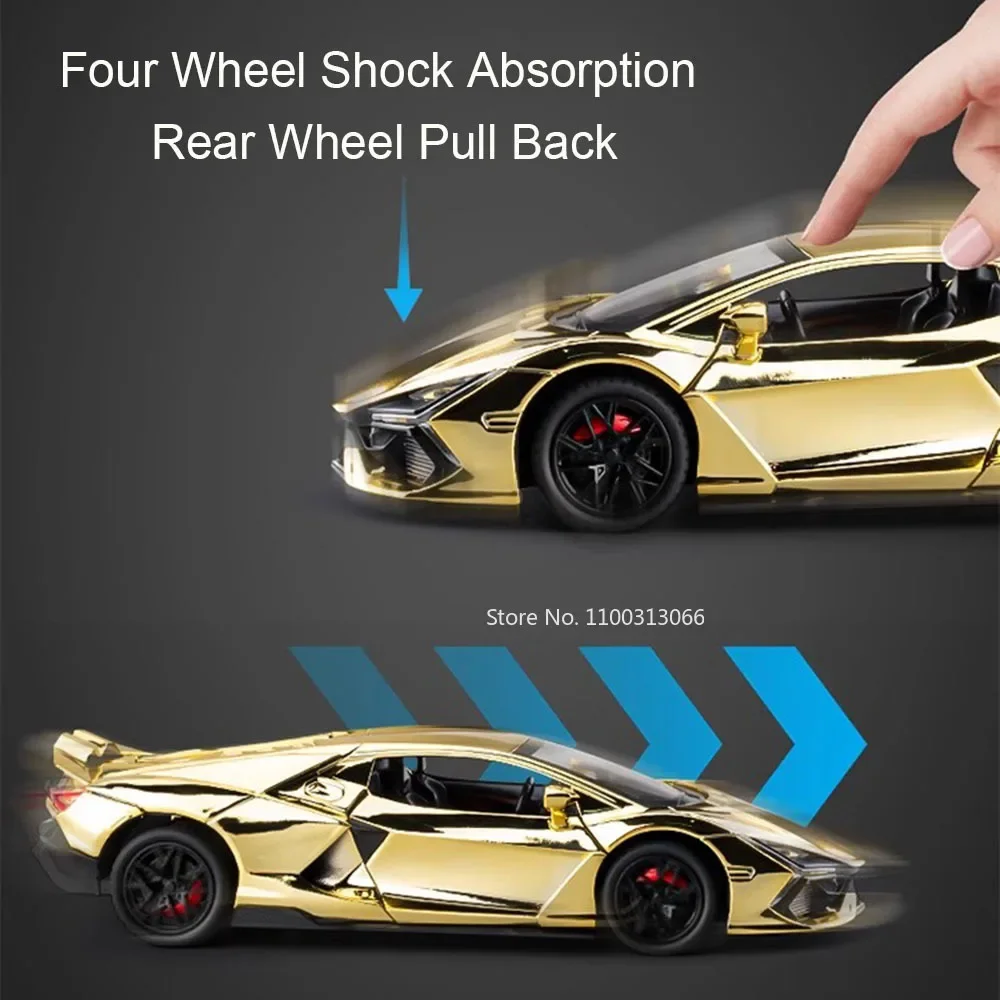 1:24 Lambor Revuelto Toys Cars Models Alloy Diecast with Light Sound Supercar Wheel Pull Back Vehicles Kids Children's Day Gifts