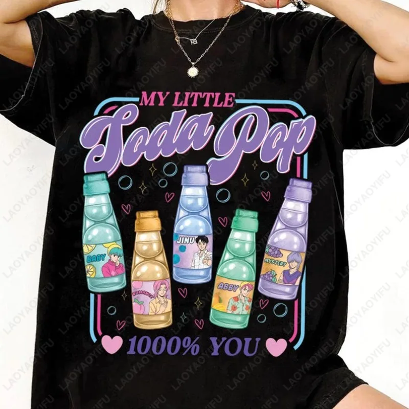 

Saja Boys Soda Pop KPDH Cotton Clothing Huntrix PIN Kpop Demon Band Inspired Tshirt Popular Movie Jinu Tops Men Women Cotton Tee