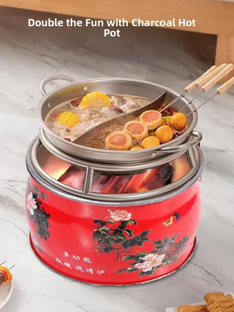 

Portable Wood Charcoal BBQ ill Moving House Celebration New Home Fire Pit Heating BBQ Oven Outdoor Cam Travel Supplies