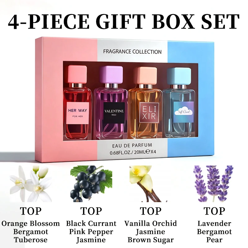 مجموعة هدايا عطور نسائية مكونة من 4 قطع (0.68 أونصة لكل منها) - 4 روائح حلوة وطازجة تدوم طويلاً، معطر هواء للديكور الداخلي للسيارة #4