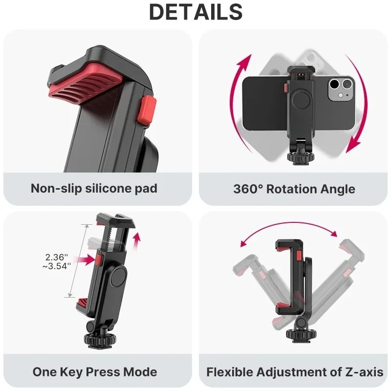 for Ulanzi ST-06S Universal 360° Fixing Clip for Cell Phone, Tripod Mounting Adapter with 1/4 Screw Screw for Samsung iPhone Xia