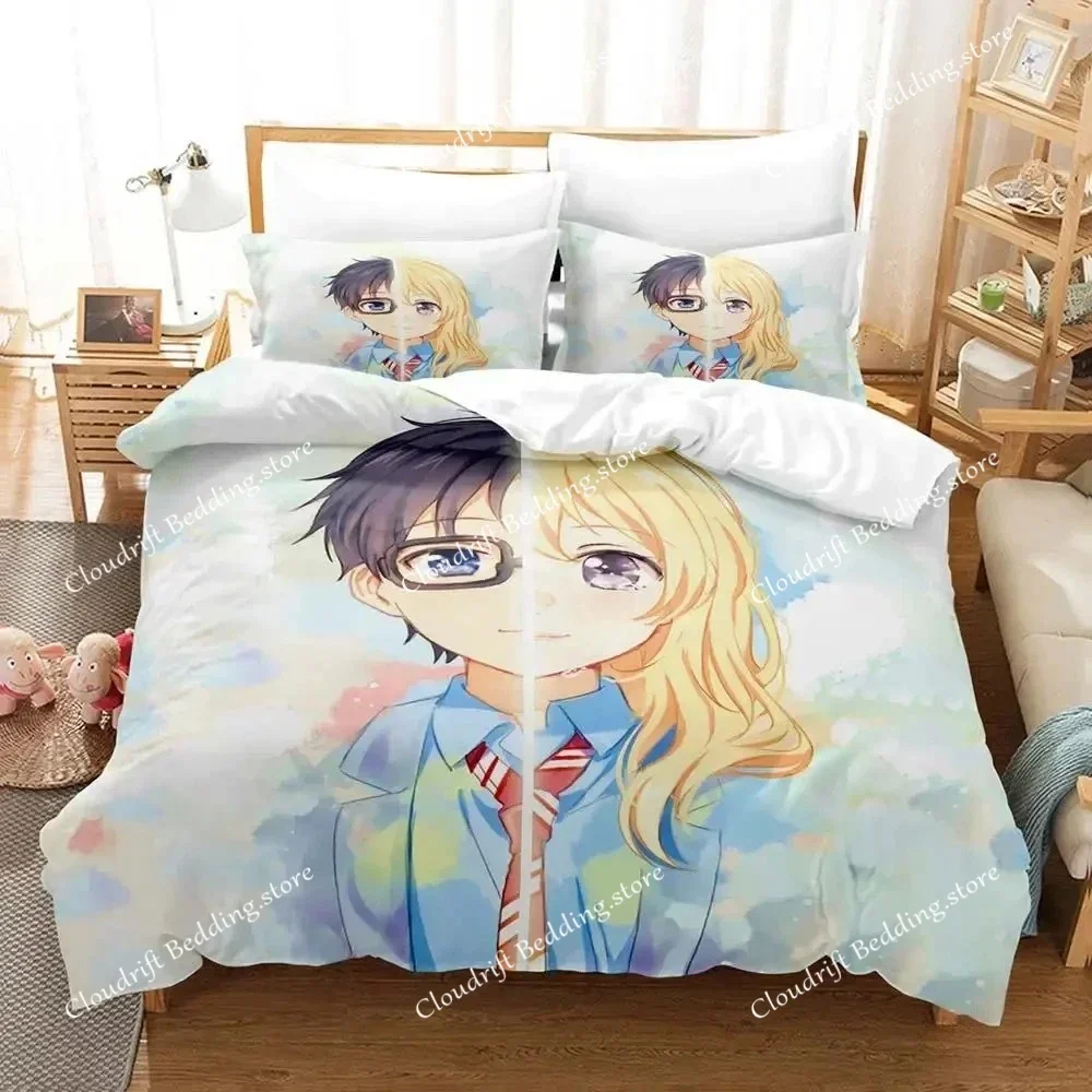 Anime Your Lie in April Bedding Set Boys Girls Twin Queen Size Duvet Cover Pillowcase Bed Kids Adult Fashion Home Textileextile0