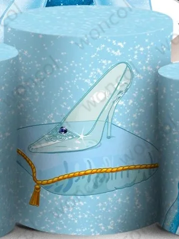 Disney Princess Cinderella Backdrop Girls Birthday Baby Shower Backdrop Cinderella Glass Slipper Cylinder Cover Decor Photo Prop