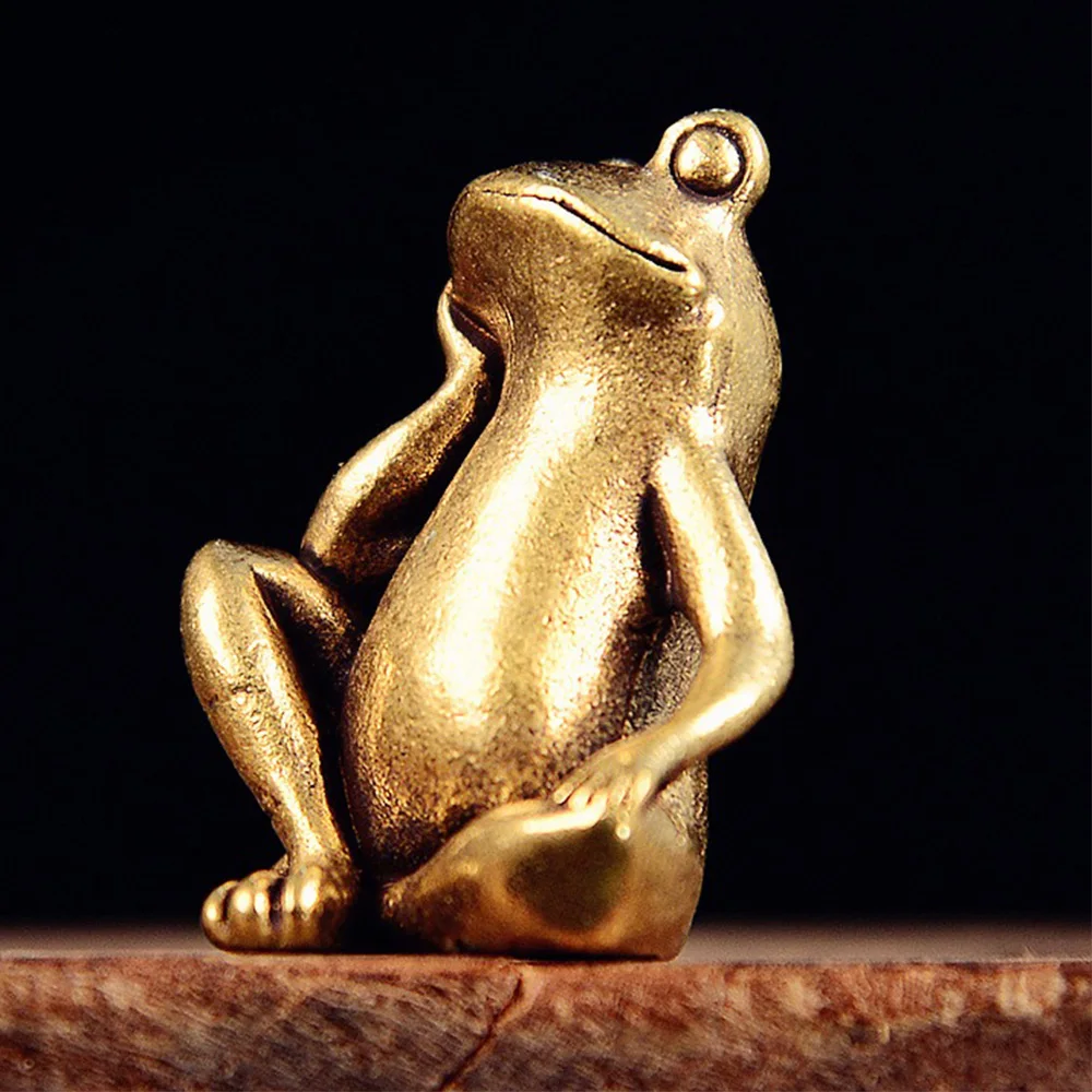 التفكير الضفدع تمثال نحاسي أثاث سطح المكتب الإبداعي الحلي تماثيل صغيرة على شكل حيوانات الحرف المقتنيات هدية ديكور المنزل #1