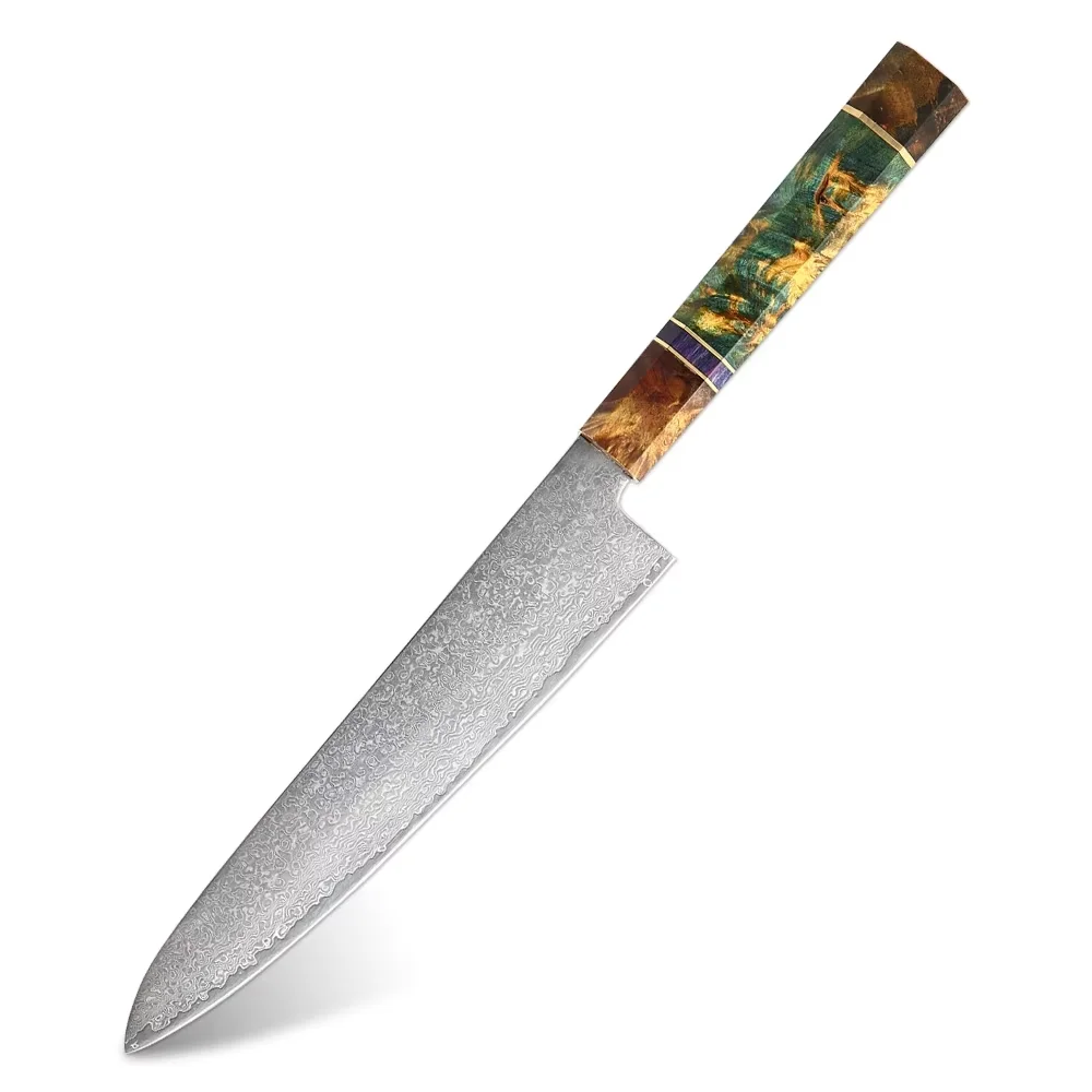 Damascus VG-10 Steel Kitchen Knife Japanese Octagonal Handle Chef Knife 8 Inch Ultra-sharp Pro Cooking Knife Slicing Knives