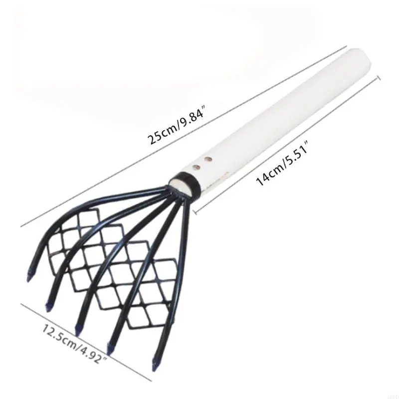 A2UD 15 Inch Hand Rake Claw Rake with Mesh Net Lightweight Handled for Shell Clam Dig