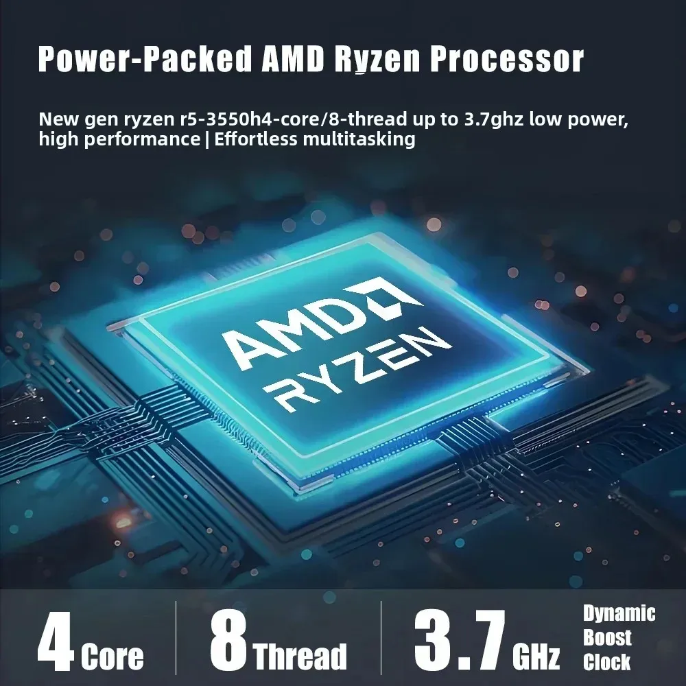 Mini-PC AMD Ryzen 5 3550H CPU Mini-PC Gamer Desktop-Computer M.2 SATA SSD 2xDDR4 Slot NVME SSD WIFI6E BT5.3 HD Windows 11 Pro