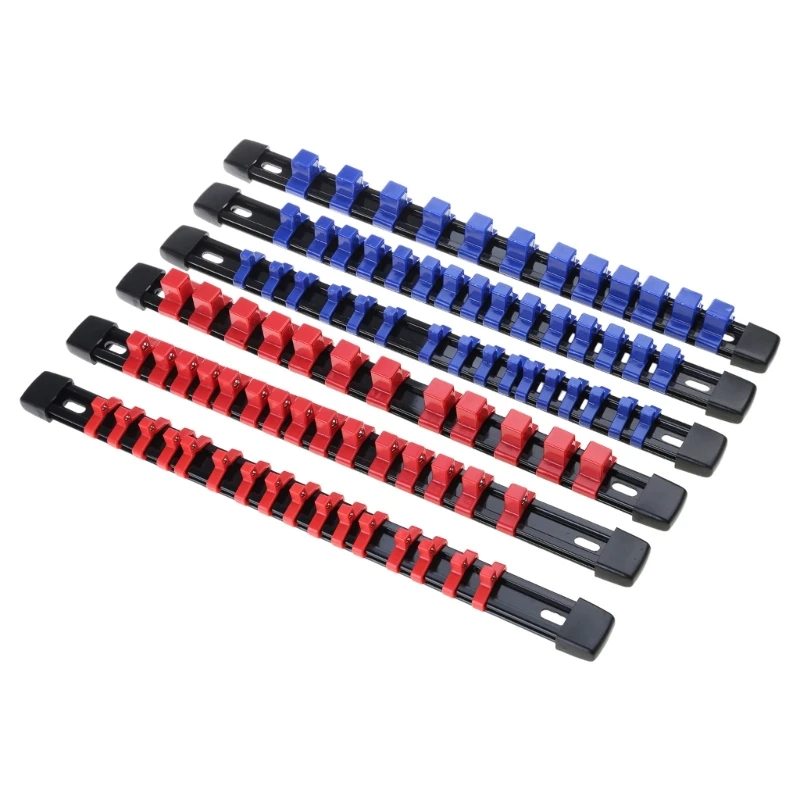 6Pcs ABS Socket Wrenchs Holder Adjustable Finisher 1/4 3/8 Storage Mountable Sliding Stand Sleeve Holder Rack