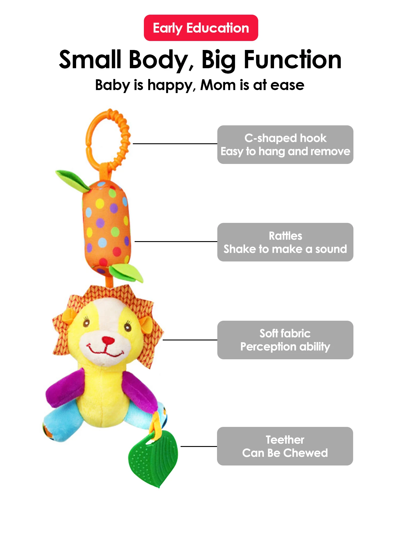 1pcs Baby Rattles Mobiles Cartoon Animal Bell Toy Newborn Baby Rattle Hanging Plush Lovely 0-24 Months Teether Toys Gift