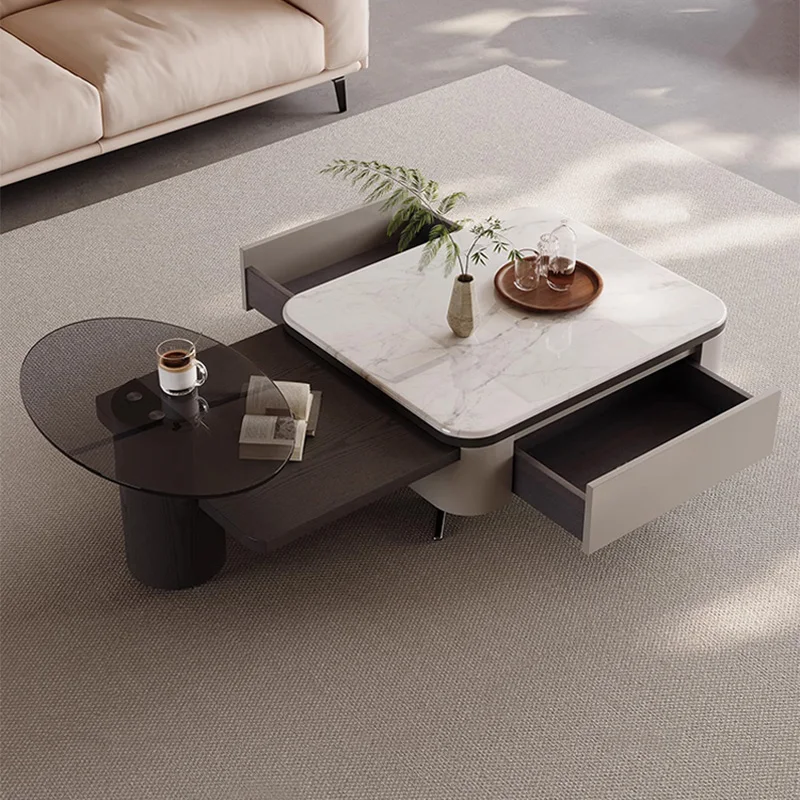 

Italy Minimalist Style Coffee Tables Apartment Retractable Tabletop Desk Luxury High End Feel Living Room Combination Tea Table