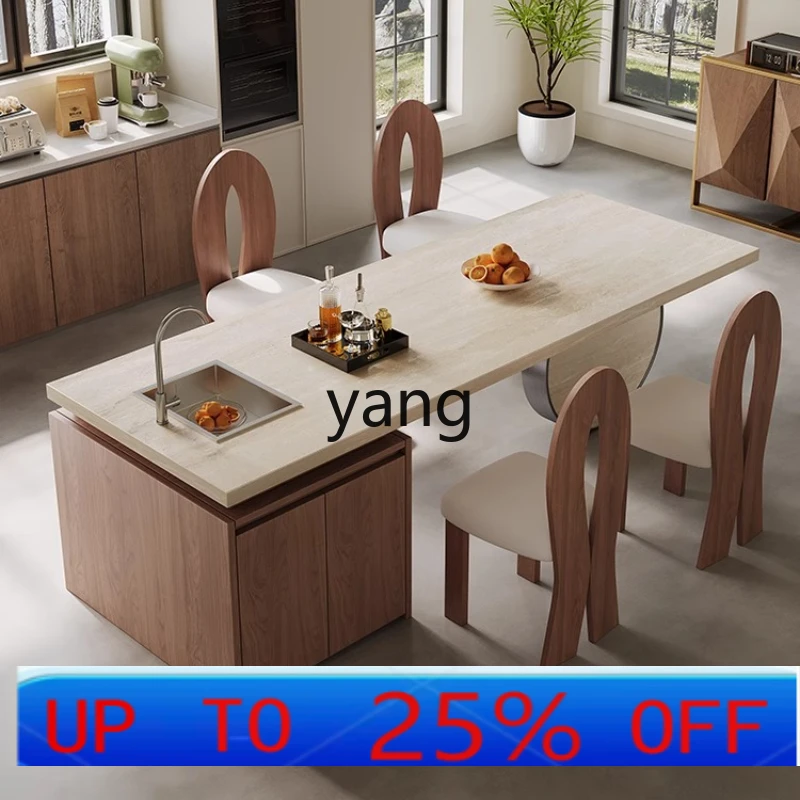 

LHH island dining table integrated retro style kitchen island full rock board dining table
