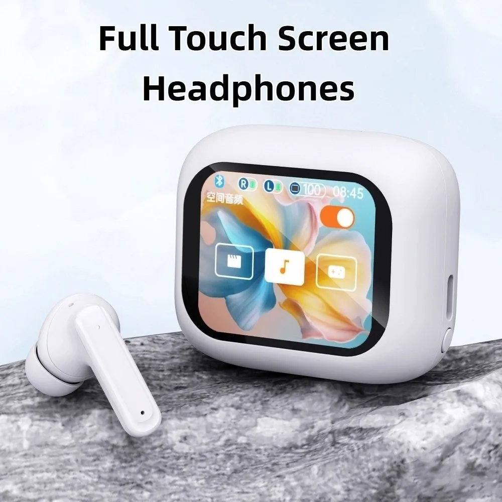 

Bluetooth 5.4 Full Touch Screen Headphones Smart LCD in Ear ANC Bluetooth Earphones HD Call ENC Mic HiFi Stereo Earphones