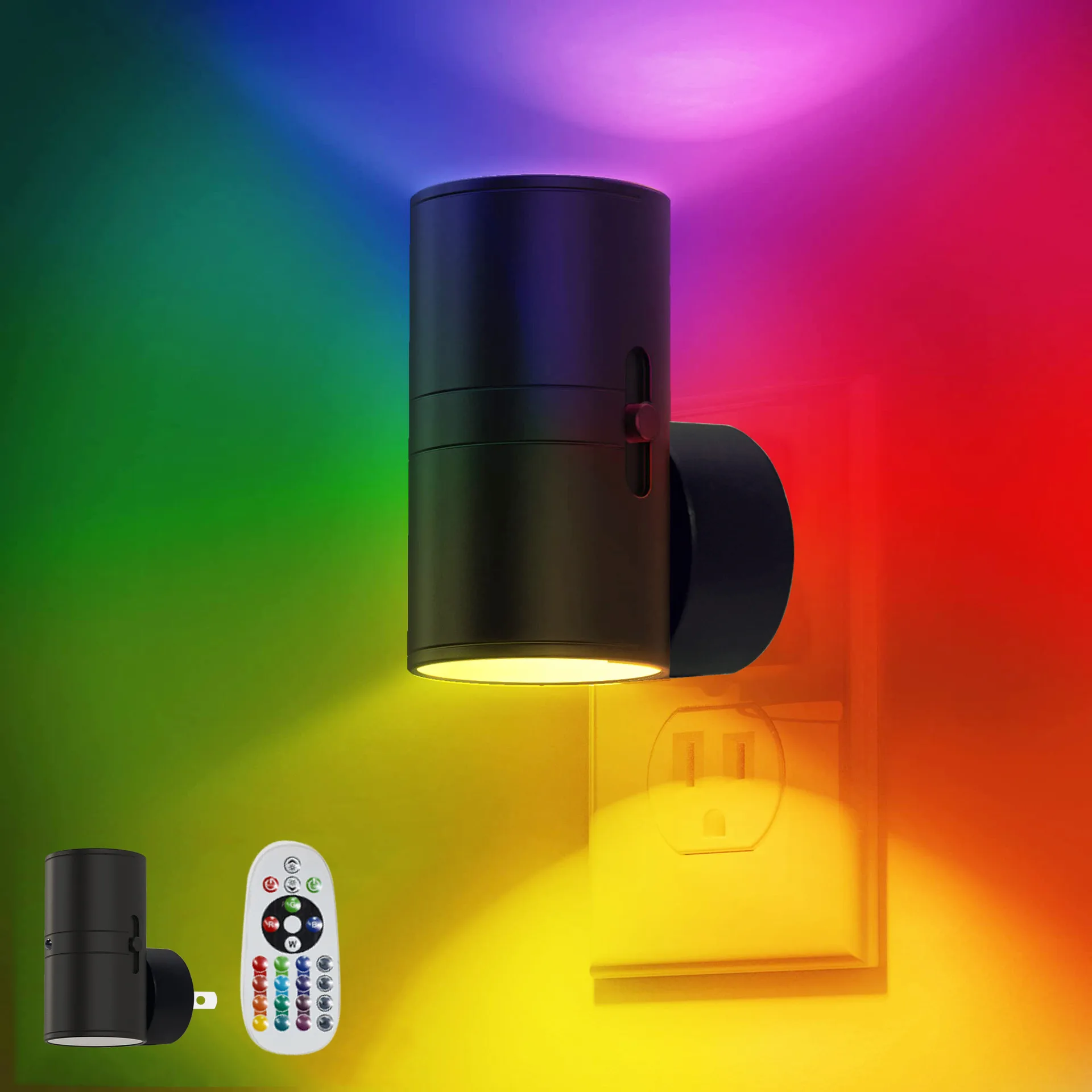 

Cylindrical LED RGB Wall Lamp Smart Remote Control Colorful Baby Bedside Night Light Bedroom Corridor Stairs KTV Wall Sconce