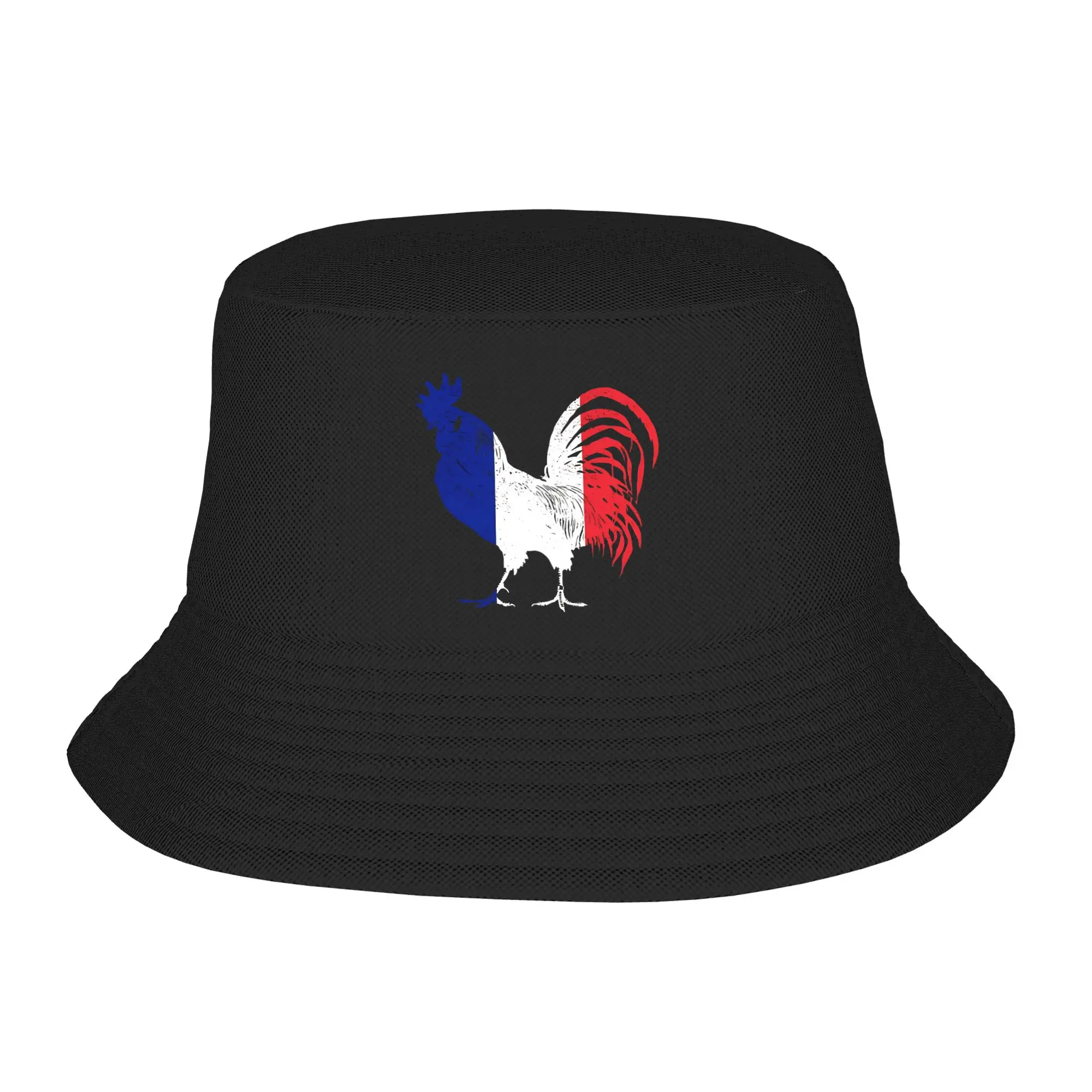 France Flag Rooster  Bucket Hat  Hip Hop Fisherman Caps For Couple Korean Beach Travel Visor Hats Breathable Custom DIY Cap