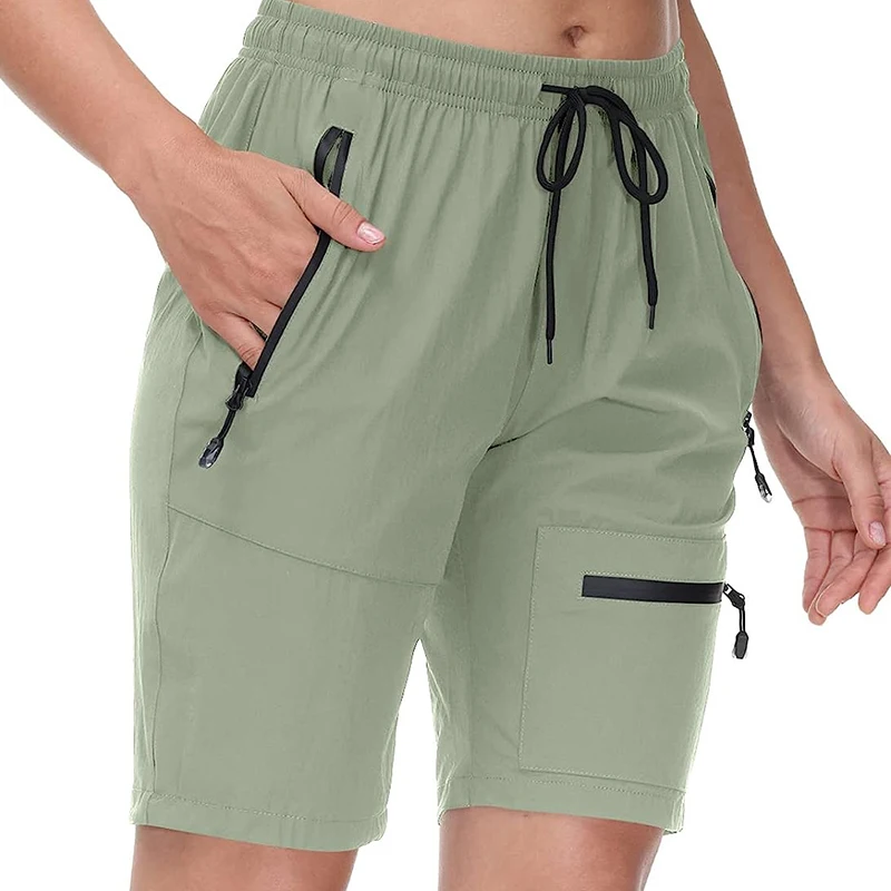 US Hot Sale Women's Hiking Cargo Shorts Zipper Multi-pocket Quick Dry Waterproof Summer Camping Golf Travel Athletic Walk Shorts