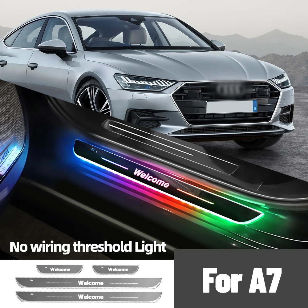 For Audi A7 4G 4H 2010-2023 2015 2018 2019 2021 Car Door Sill Light Customized Logo LED Welcome Threshold Pedal Lamp Accessories