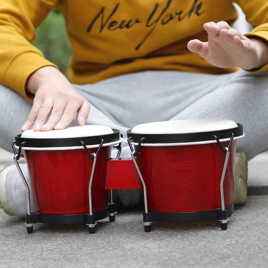 IRIN African Bongo Drums Wooden Clear Sound Percussion Instrument Thick Goatskin Tambourine Rhythm Toys Music Gift Can Tuning