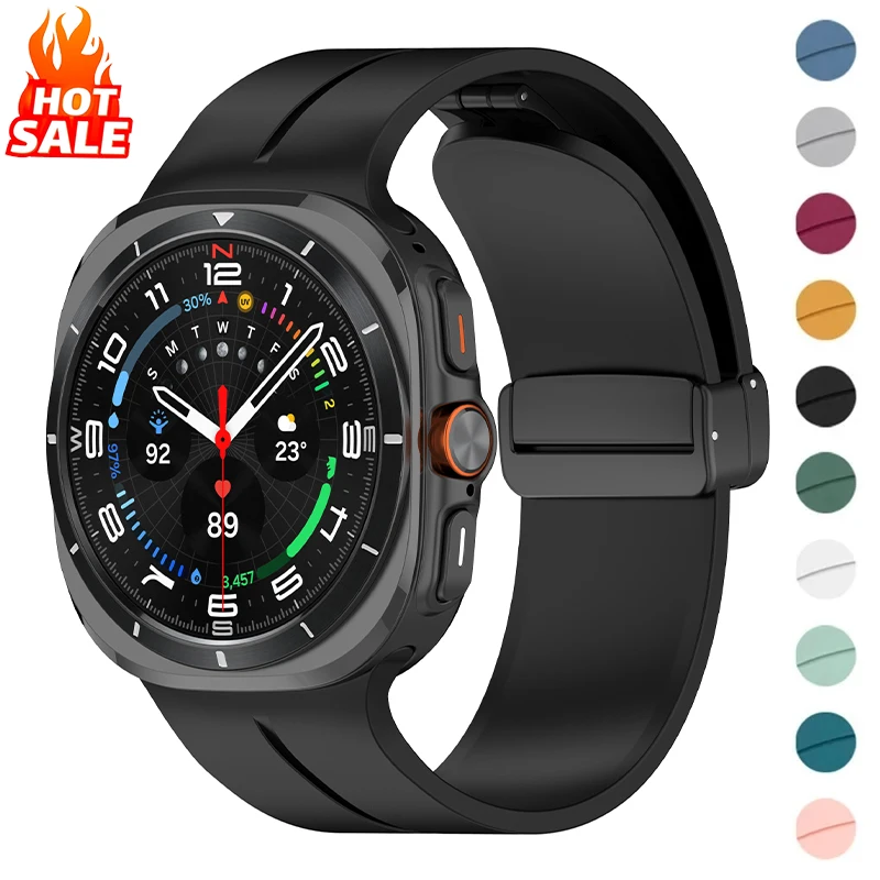 

Быстросъемный силиконовый ремешок для Samsung Galaxy Watch Ultra 47 мм, спортивный ремешок с магнитной застежкой для Galaxy Watch 7 Ultra, мужской браслет