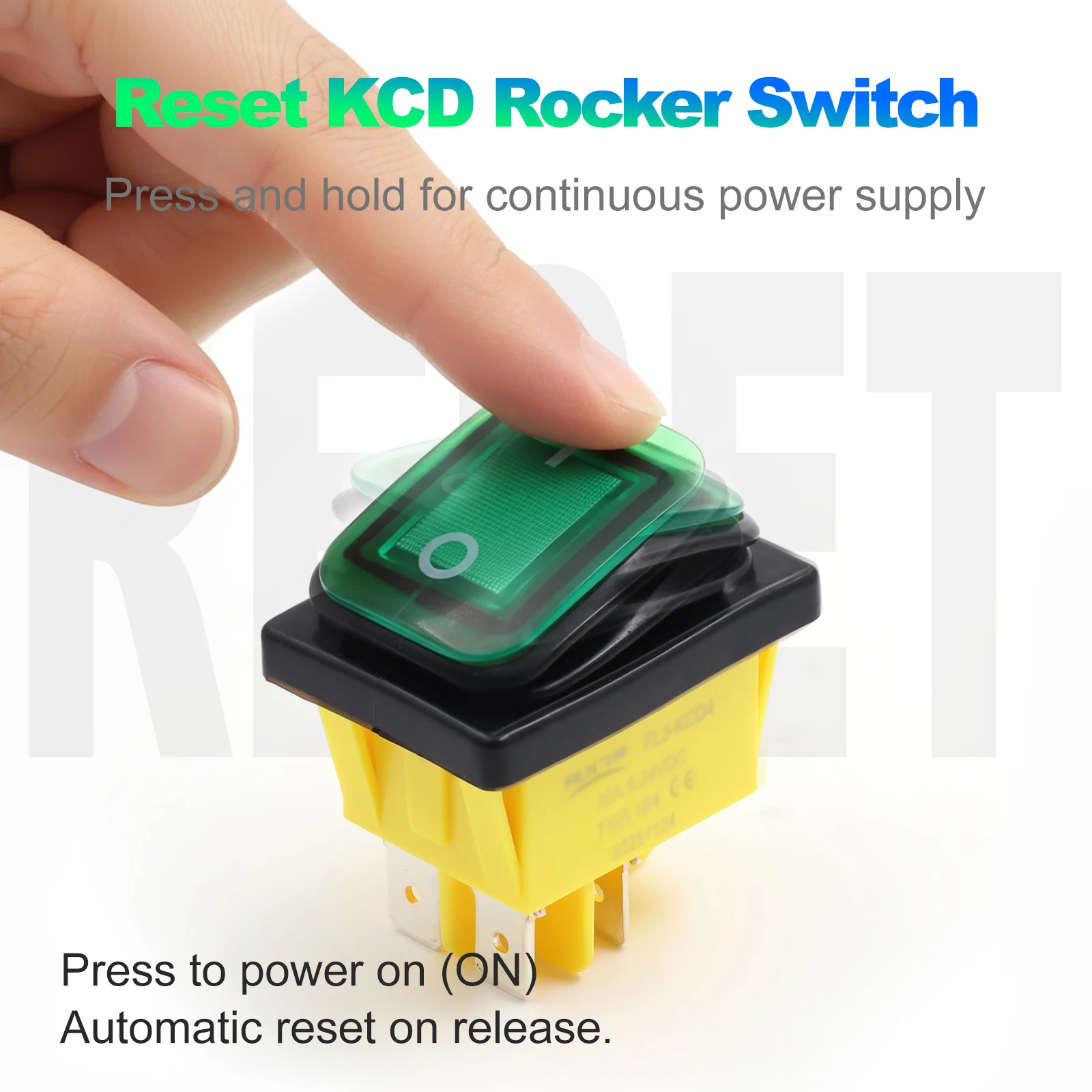 FILN KCD4 4-poliger Momentan-Wippschalter 12V 24V 220V LED-beleuchteter Auto-Reset-Schalter EIN-(AUS) für Auto, Boot, Marine, Maschinenbedienfeld – Detail 4