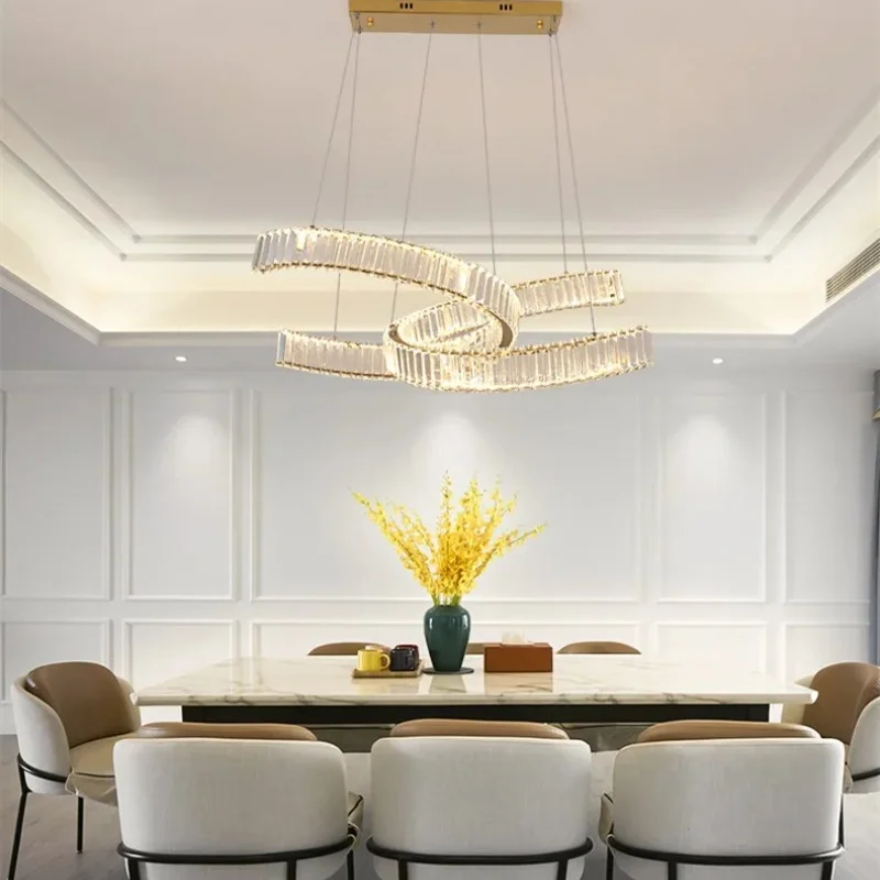 

Modern Luxury Crystal Led Pendant Lights for Kitchen Island Restaurant Board Living Room Chandelier Indoor Lighting Fixture