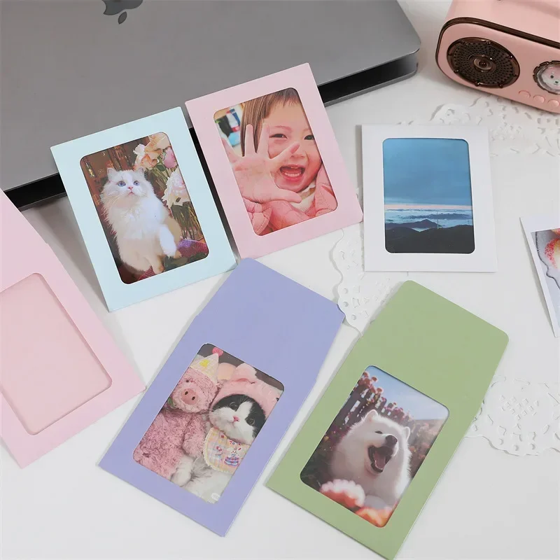 10 Pcs/Set Macaron Color Photo Card Sleeve Envelope Cover Postcard Colored Paper Envelope Bag DIY Hollow Card Holder Case
